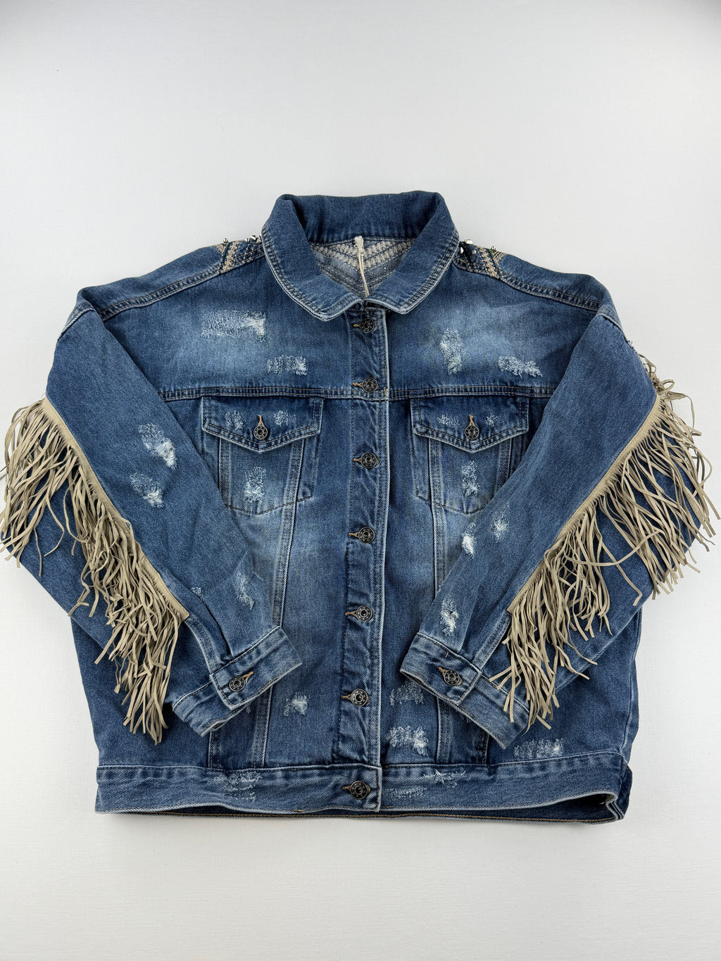 Veste en jeans à franges neuve