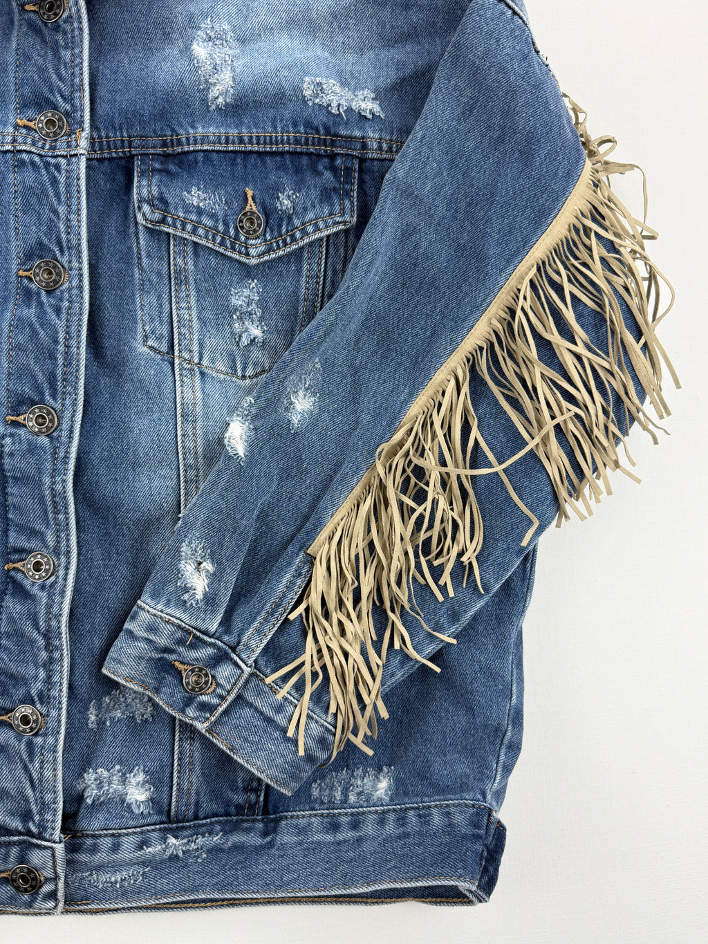 Veste en jeans à franges neuve