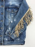 Veste en jeans à franges neuve