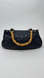 Sac en cuir "Liola" avec anses en bamboo