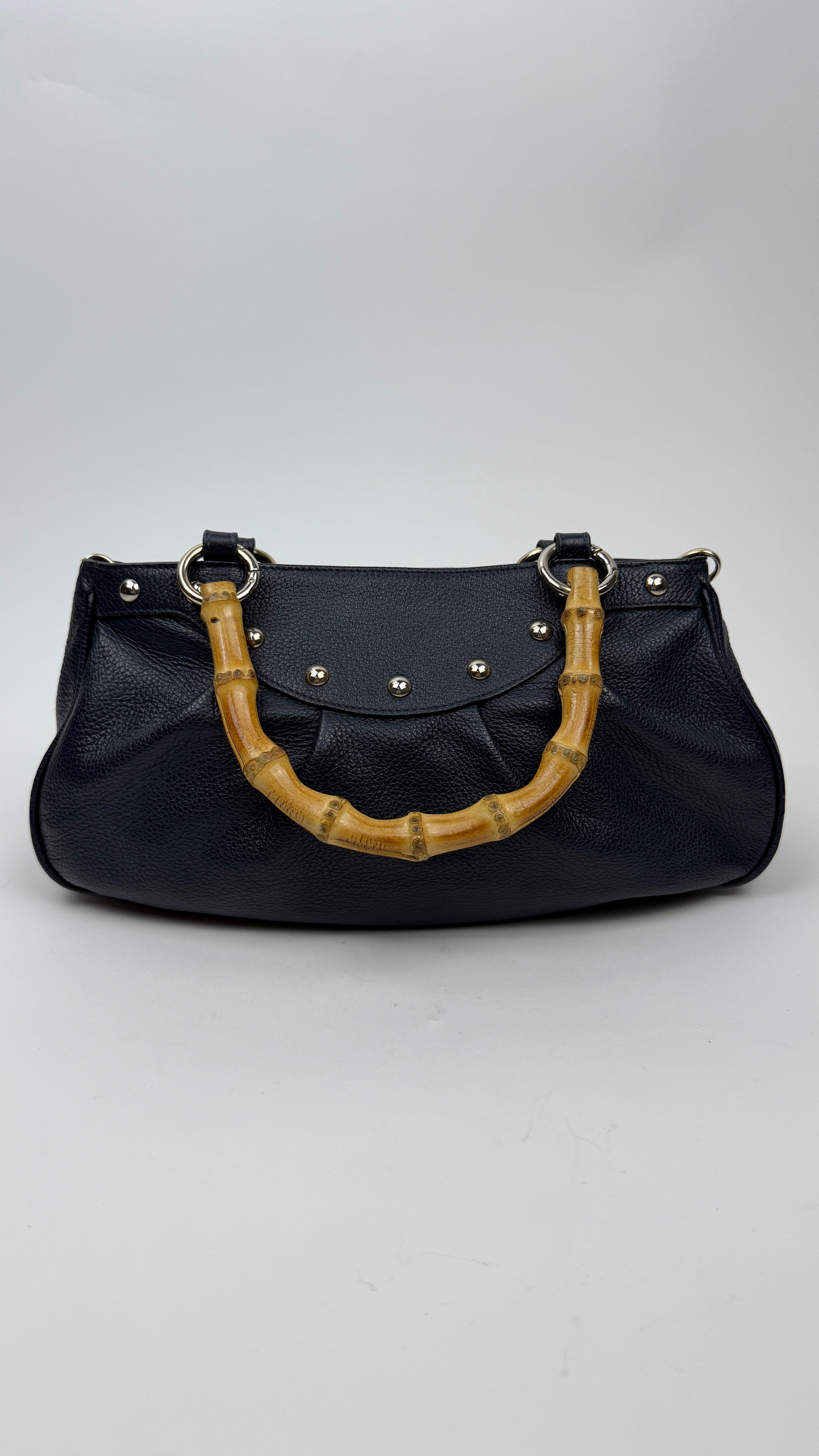 Sac en cuir "Liola" avec anses en bamboo