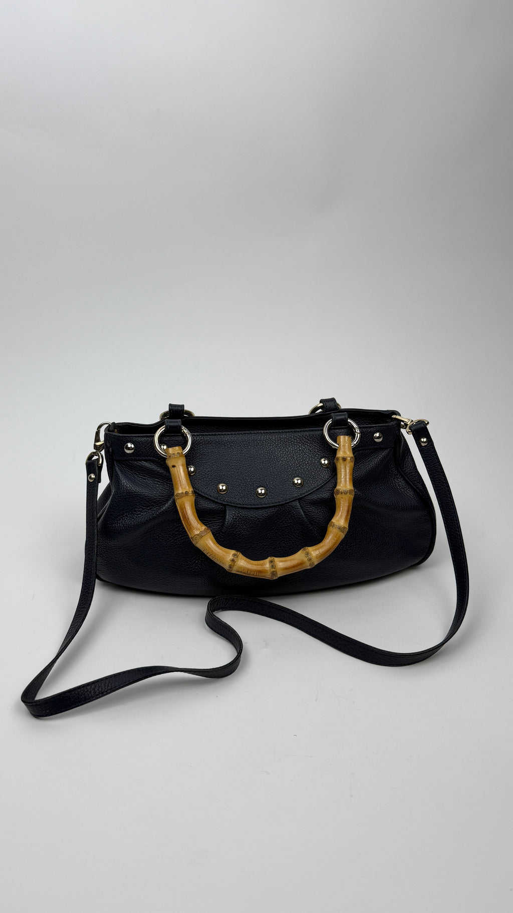 Sac en cuir "Liola" avec anses en bamboo