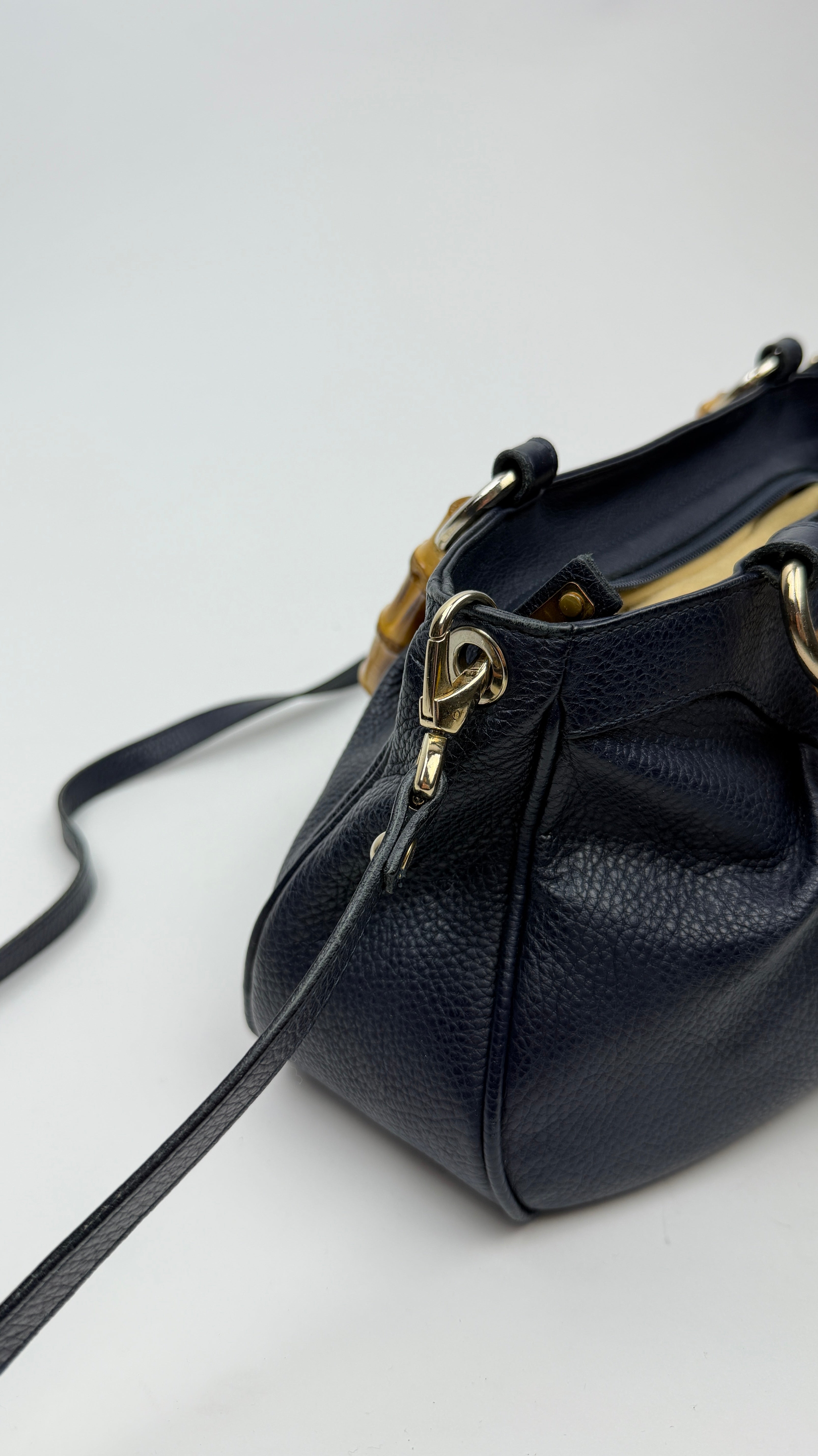 Sac en cuir "Liola" avec anses en bamboo