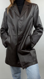 Manteau en cuir brun vintage "Yessica"