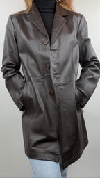 Manteau en cuir brun vintage "Yessica"