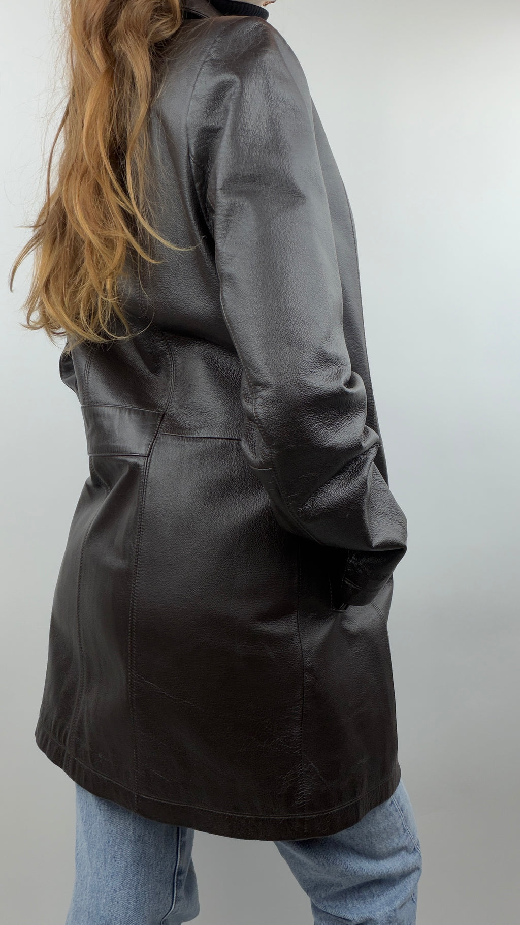 Manteau en cuir brun vintage "Yessica"