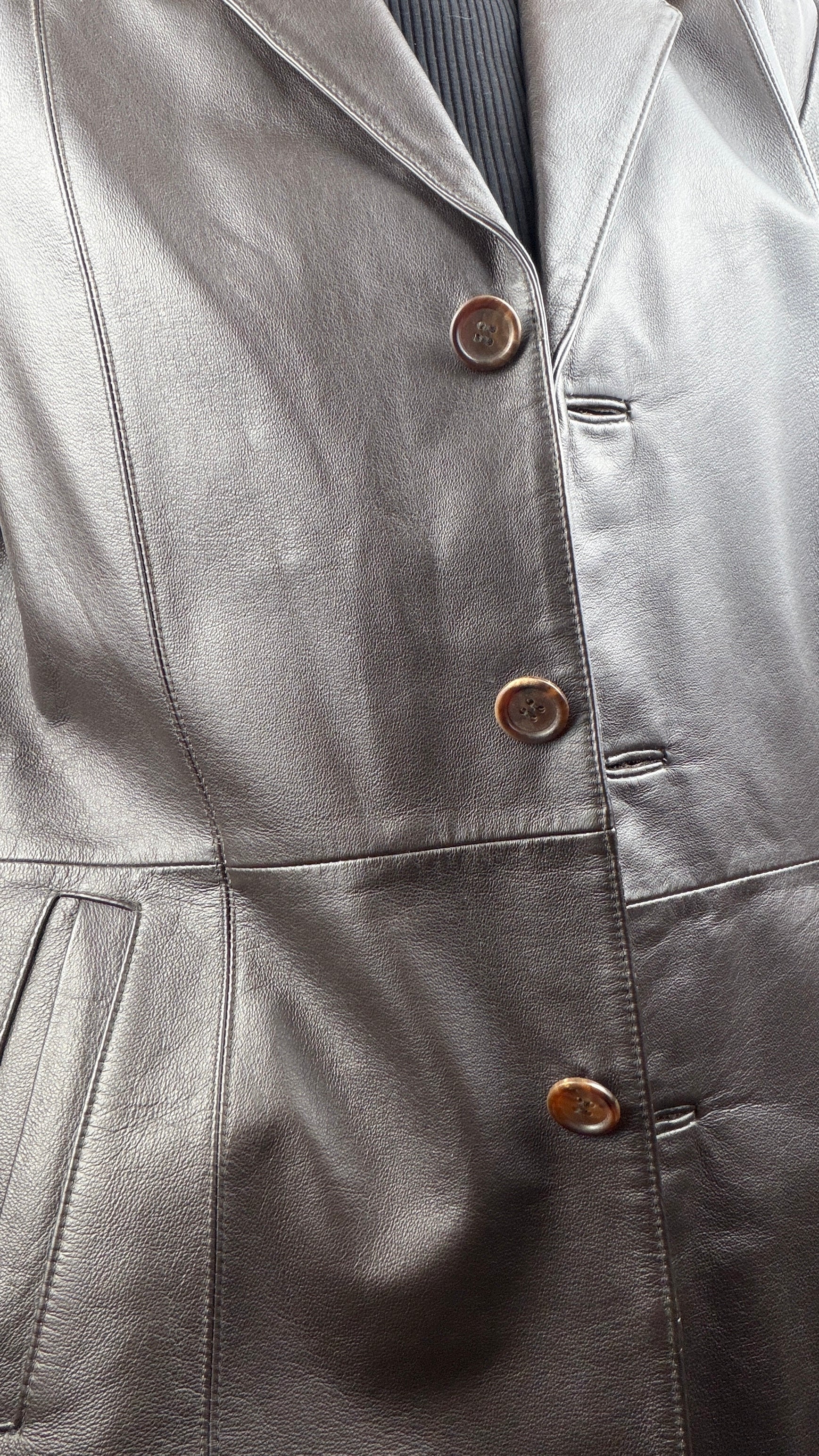Manteau en cuir brun vintage "Yessica"