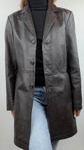 Manteau en cuir brun vintage "Yessica"