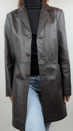 Manteau en cuir brun vintage "Yessica"