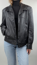 Veste en cuir noir vintage "La pell"