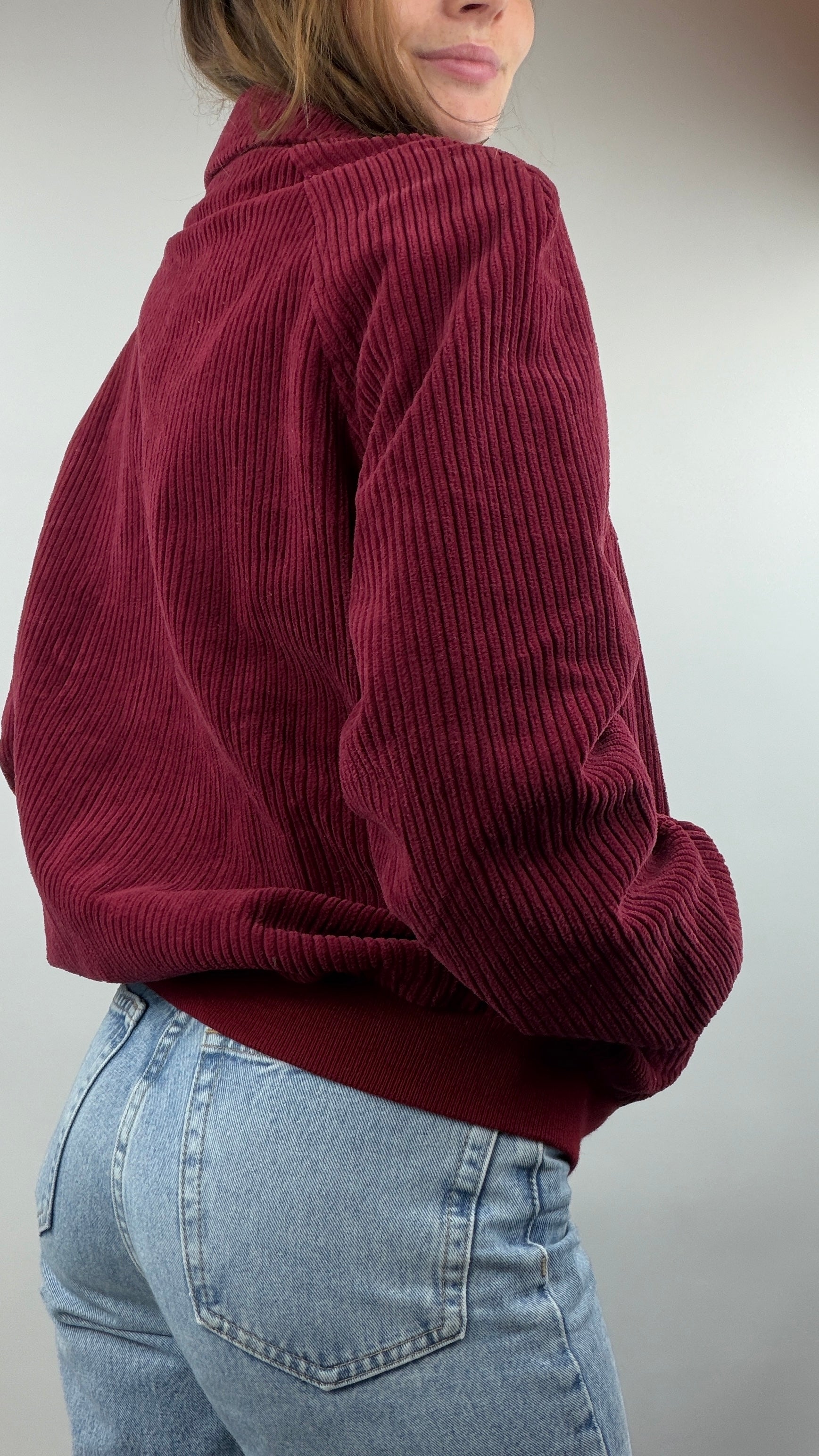 Veste en velours côtelé bordeaux