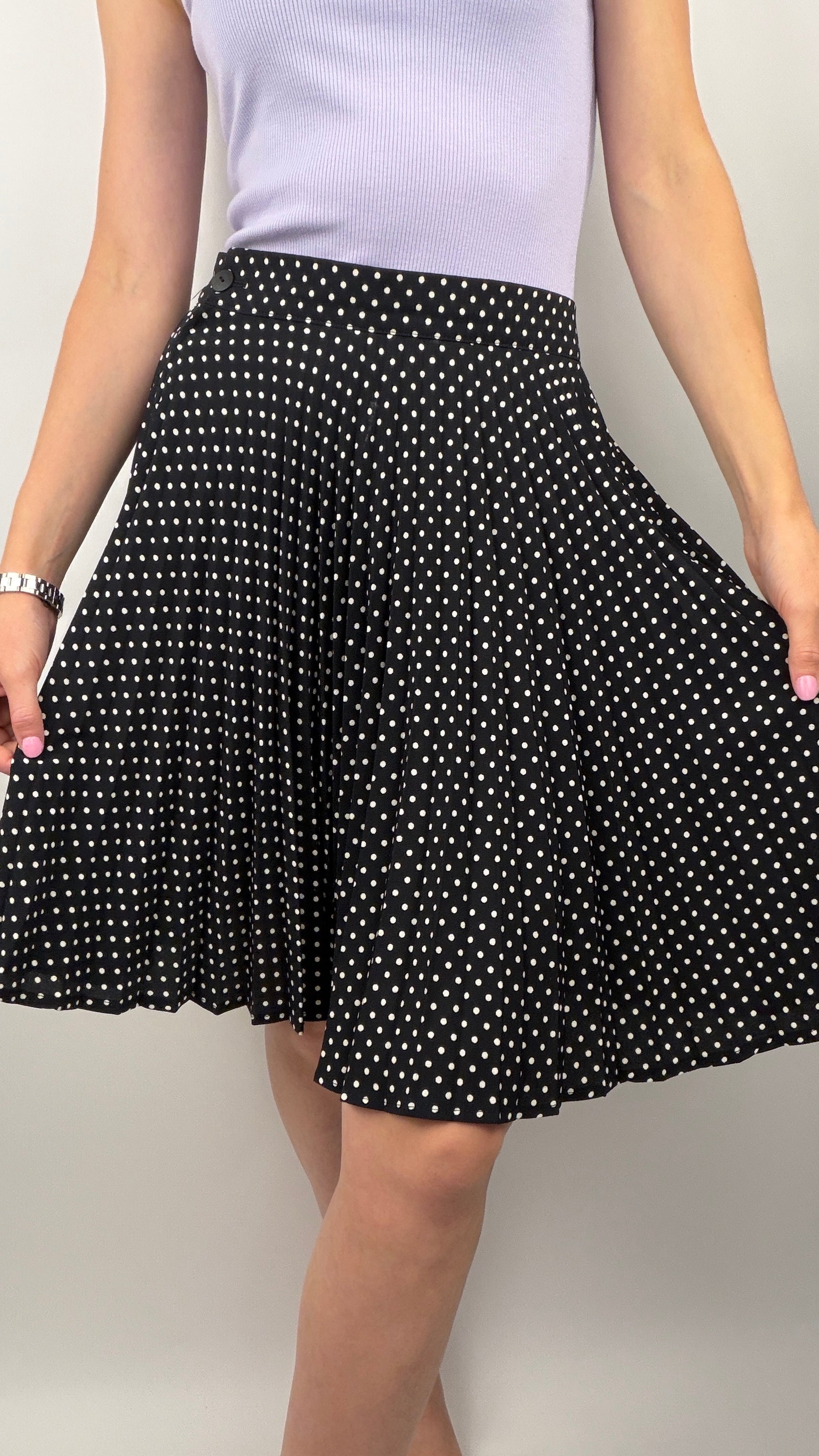Jupe plissée à pois vintage